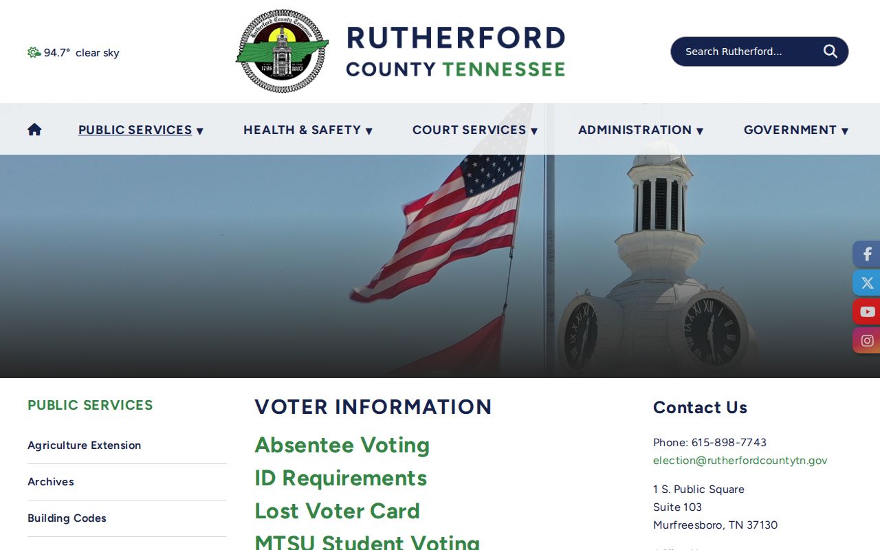 Rutherford County residents directory voter information route