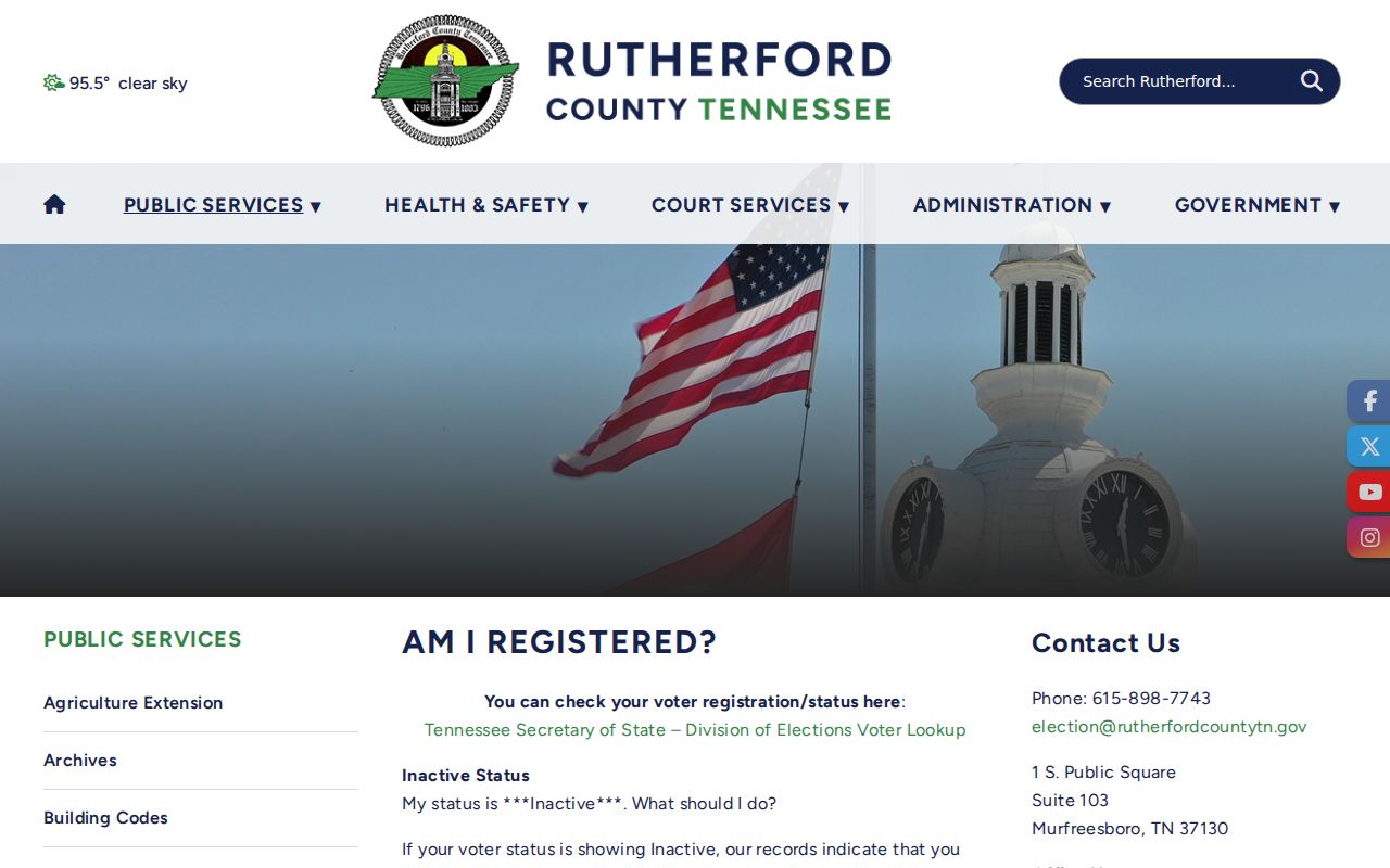 Rutherford County resident lookup voter registration entry page