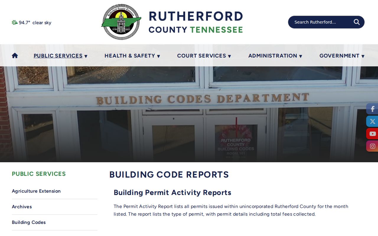 Rutherford County street directory building code reports