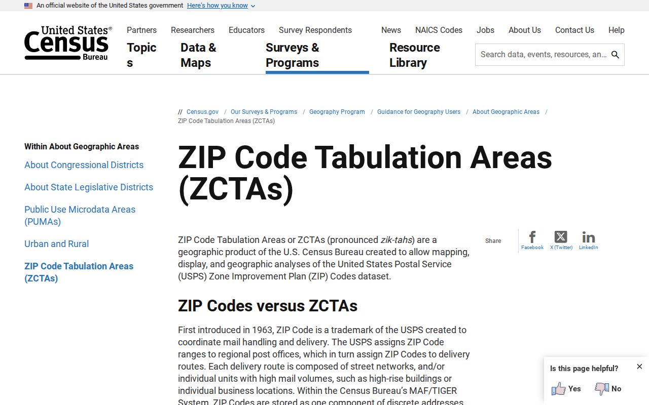 Rutherford County ZIP code directory Census ZCTA and USPS ZIP distinction